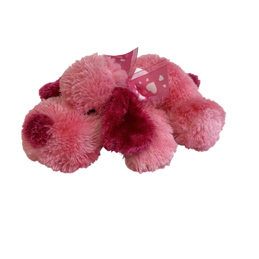 Pink Puppy Dog‎ Plush Stuffed Animal with Heart Bow Valentine's Gift Toy